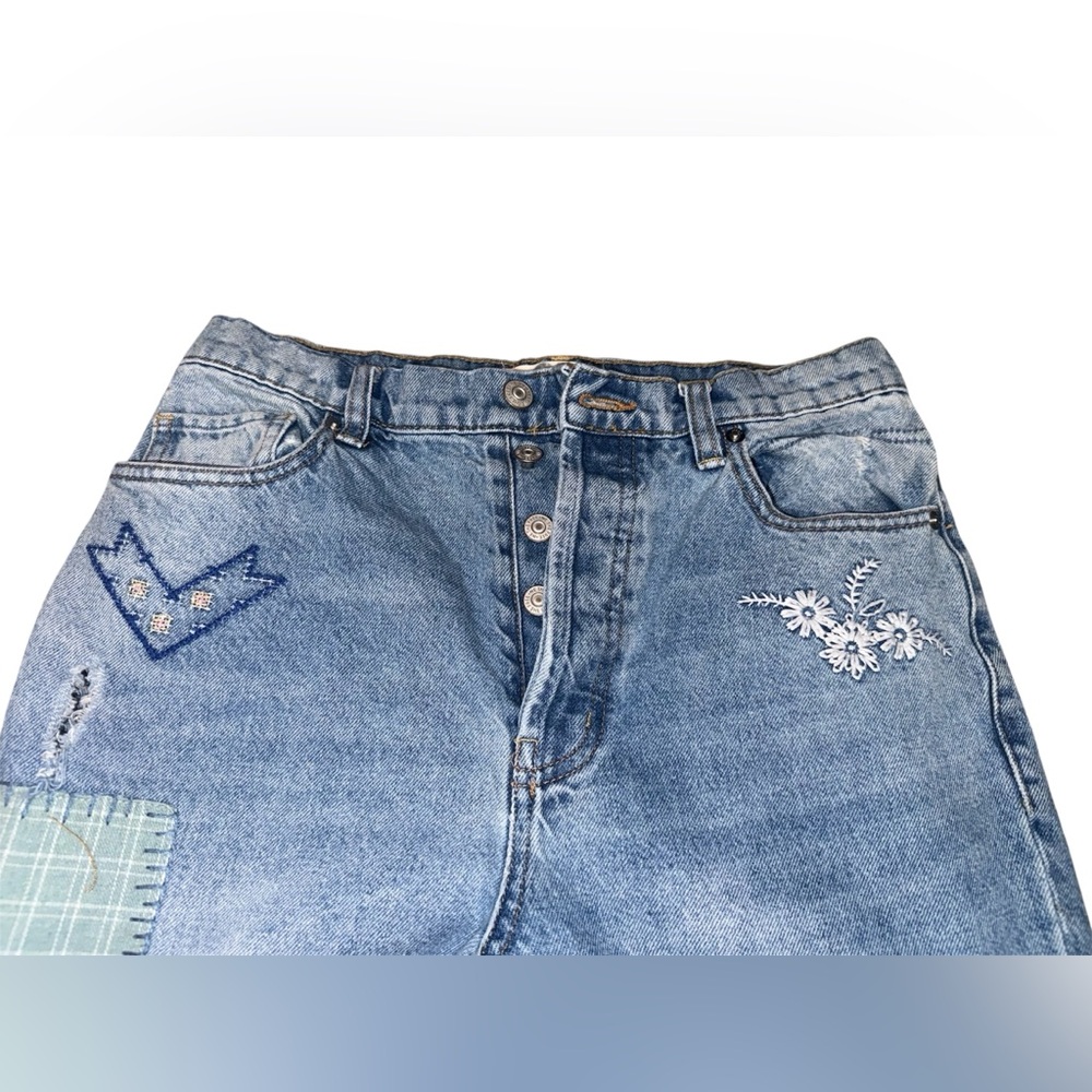 Free People Steinbeck Patched Straight-Leg Jeans size 27 - Picture 5 of 11